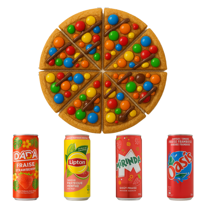 Formule Famille : une Cookie'Pizz entière et quatre boissons