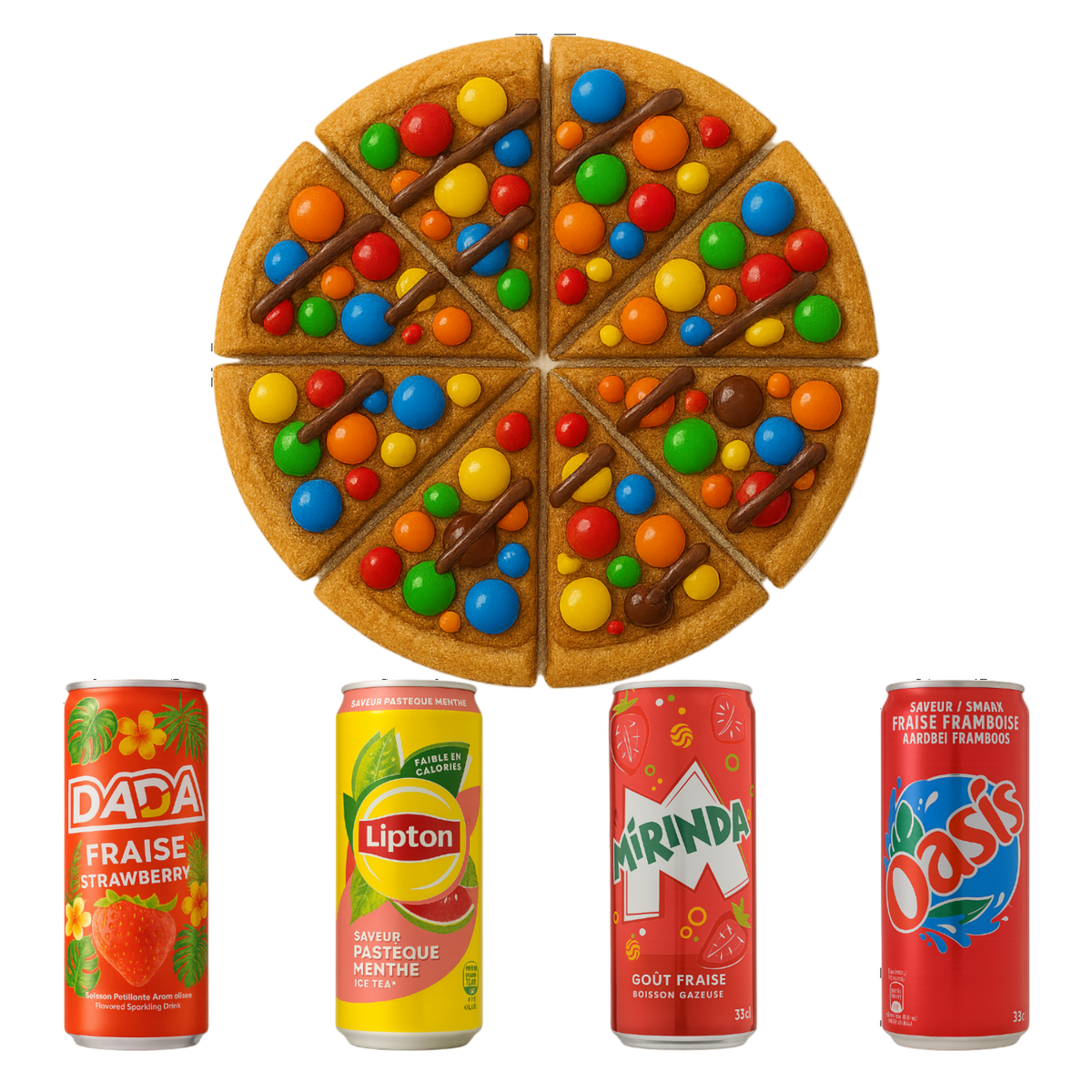 Formule Famille : une Cookie'Pizz entière et quatre boissons